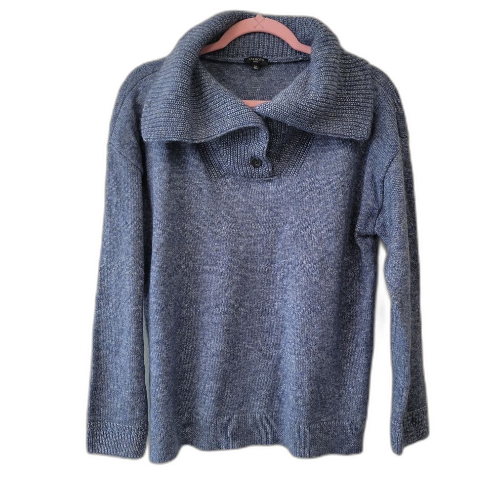 Talbots Heather Blue Cowl Neck Sweater